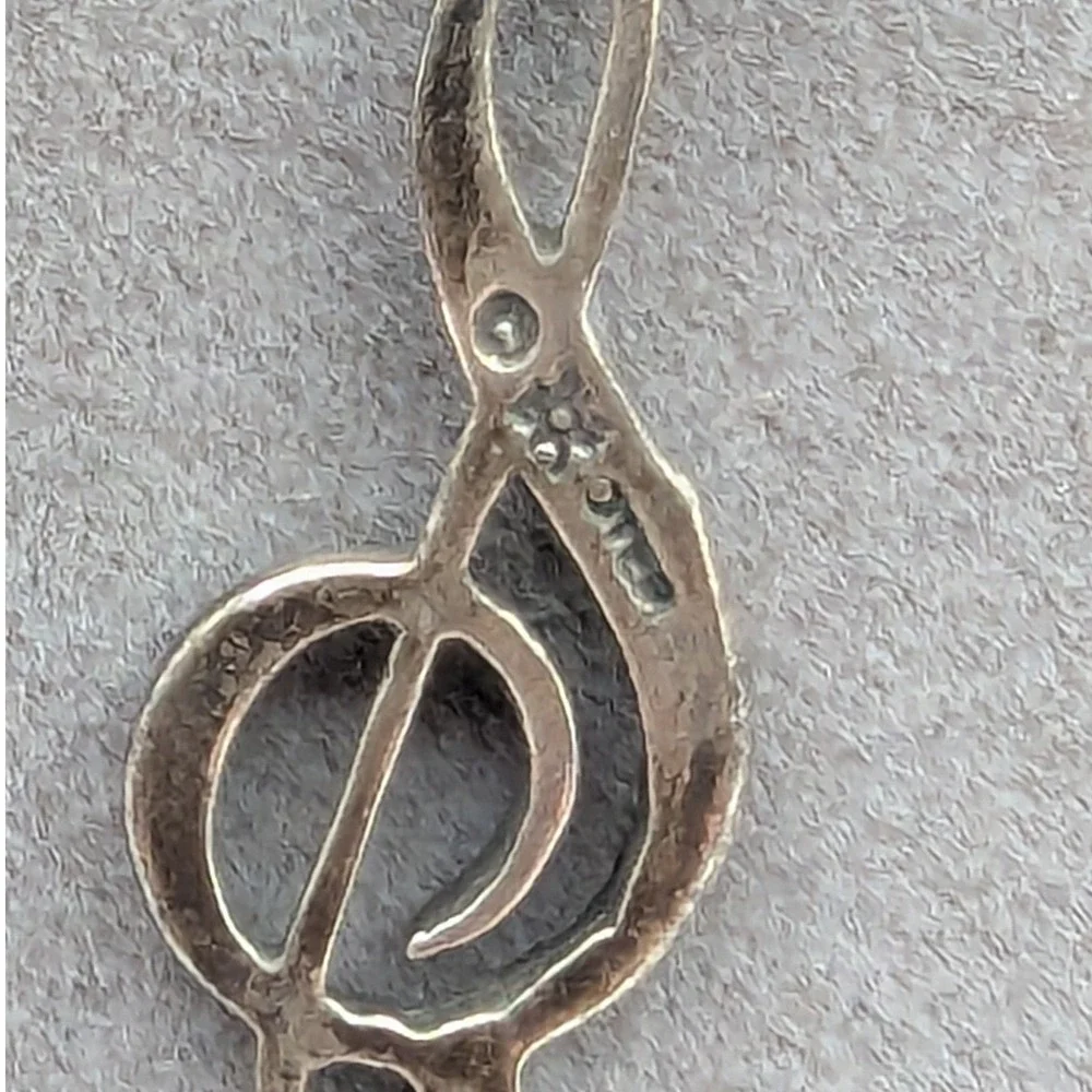 Sterling Silver Treble Clef Music Note Pendant Necklace 925 16 Inch Chain‎